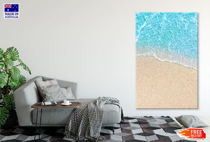Blue Sea Waves on Sand Aerial Photograph Print 100% Australian Made