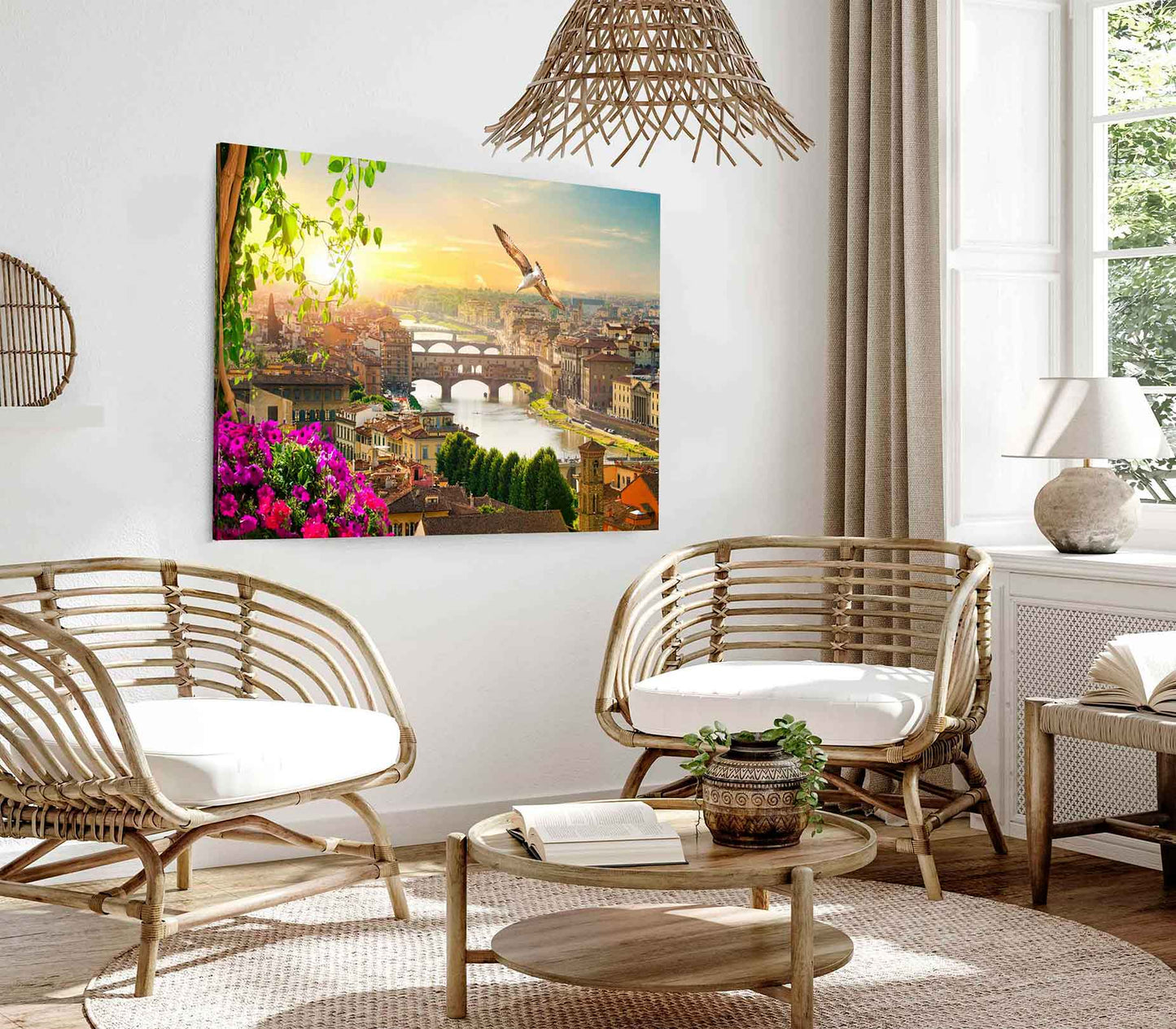 Bella Home The Bridges of Florence at Sunrise Print Canvas Ready to hang