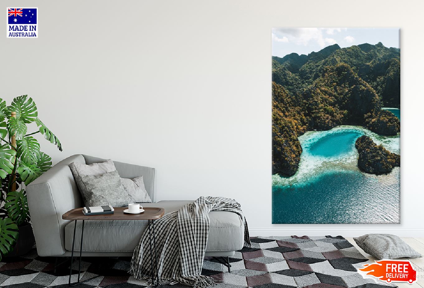 Suwehan Beach & Cliffs Aerial View Photograph Print 100% Australian Made