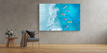 Aerial Beach & Boats Print Tempered Glass Wall Art 100% Made in Australia Ready to Hang