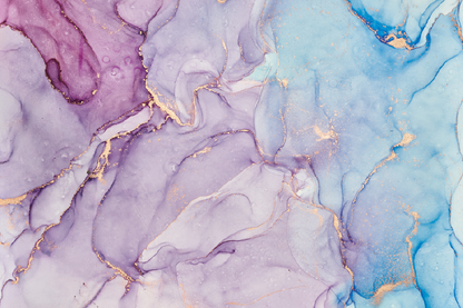 Pink Purple Blue & Gold Abstract Design Print 100% Australian Made