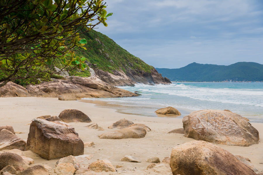 Rocky Coastline with Sandy Beach Photograph Print 100% Australian Made