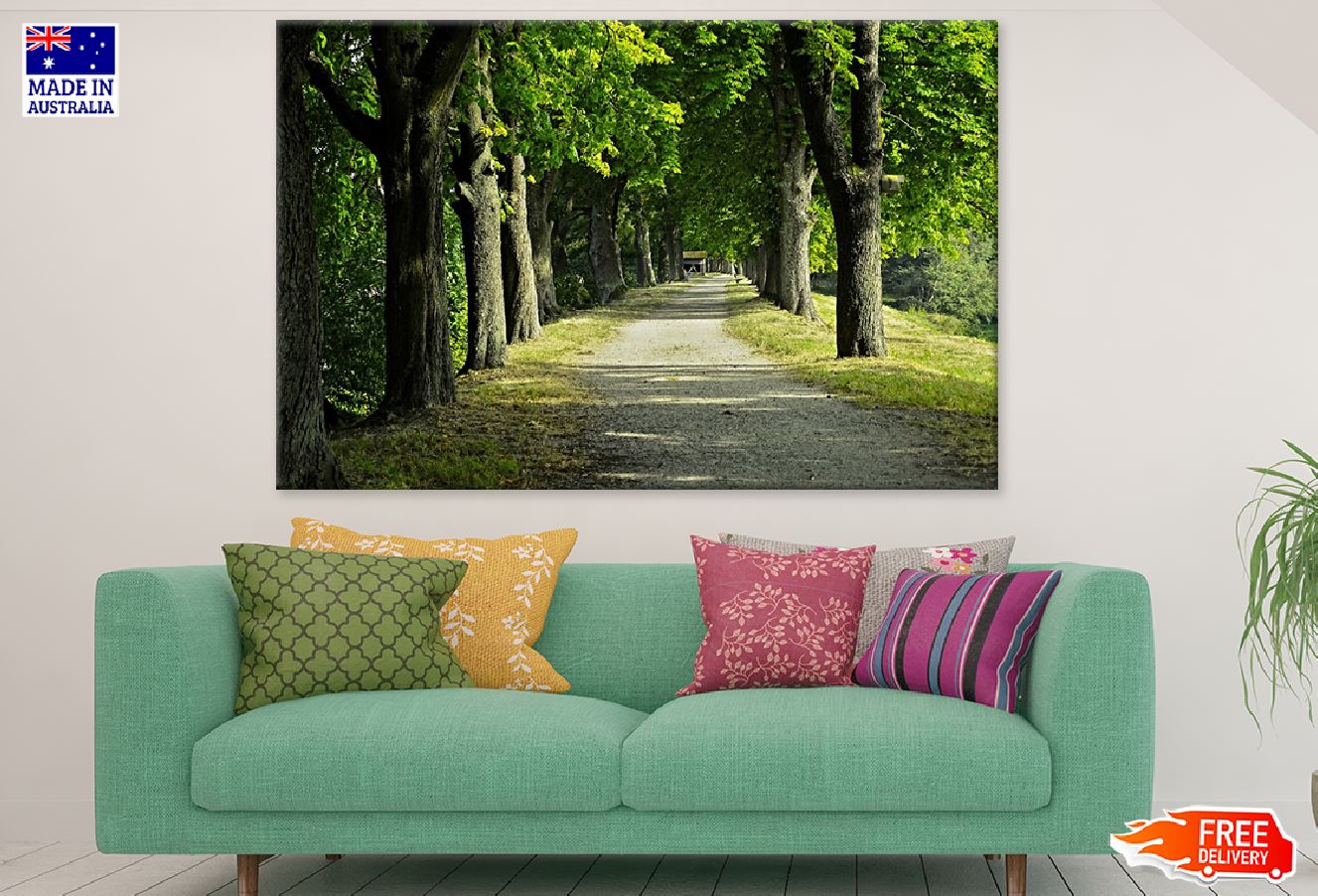 Tree Row & Road Photograph Print 100% Australian Made