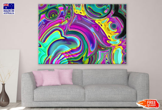Pink Yellow & Green Abstract Design Print 100% Australian Made