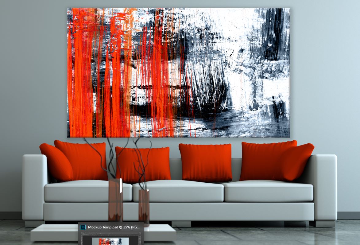 Red Black & White Brush Stroke Painting Print 100% Australian Made