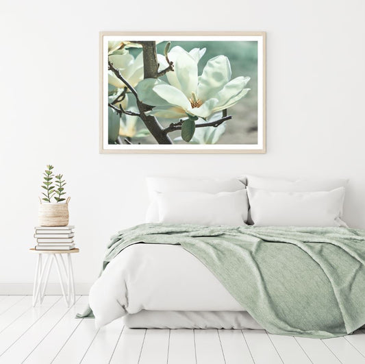 White Flower Macro Photograph Home Decor Premium Quality Poster Print Choose Your Sizes