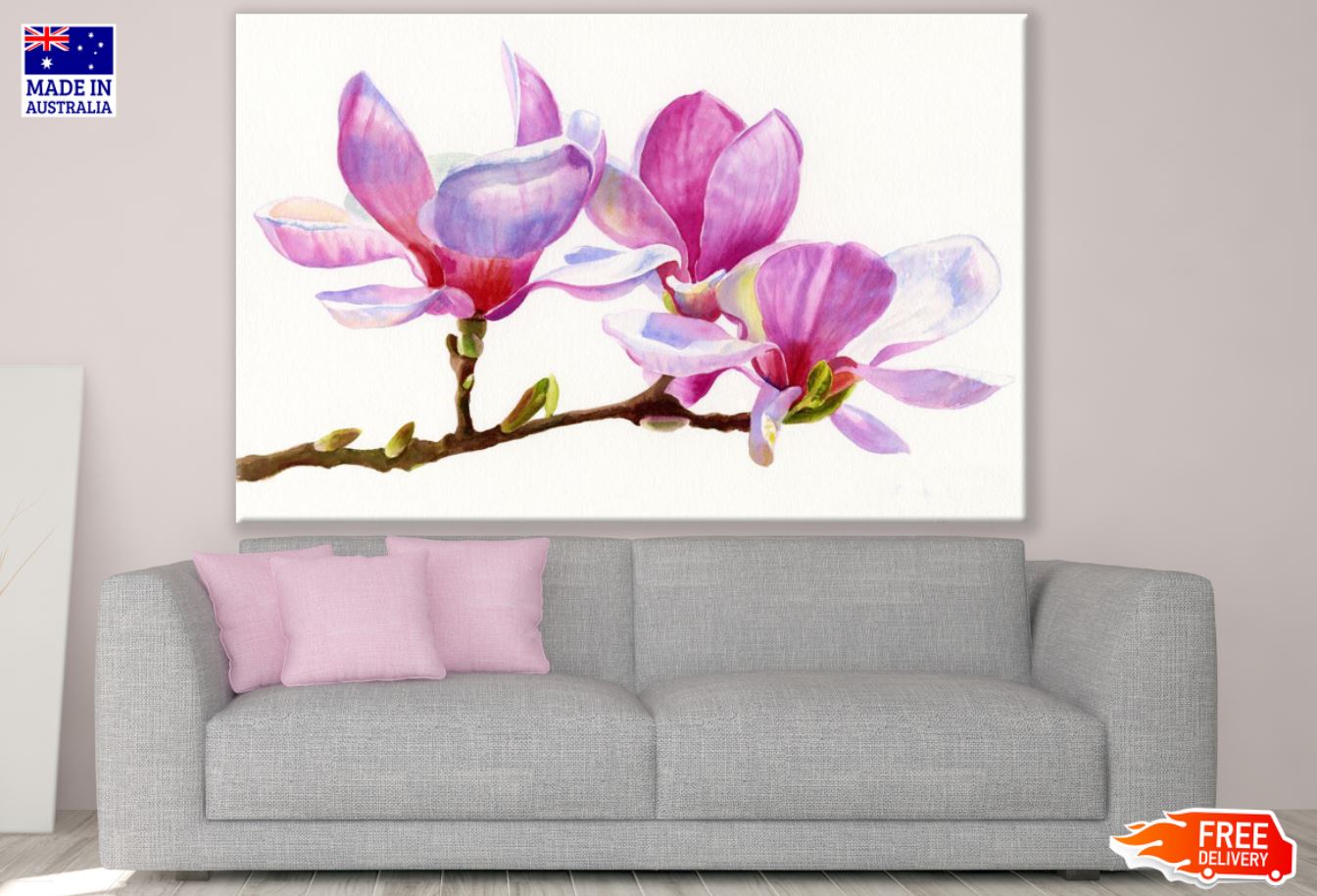 Pink Flowers Macro Painting Print 100% Australian Made