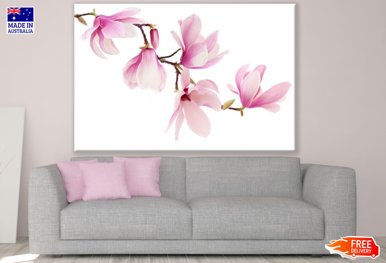 Pink Flowers Watercolor Painting Print 100% Australian Made