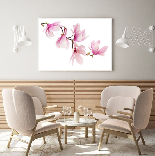 Pink Flowers Watercolor Painting Home Decor Premium Quality Poster Print Choose Your Sizes