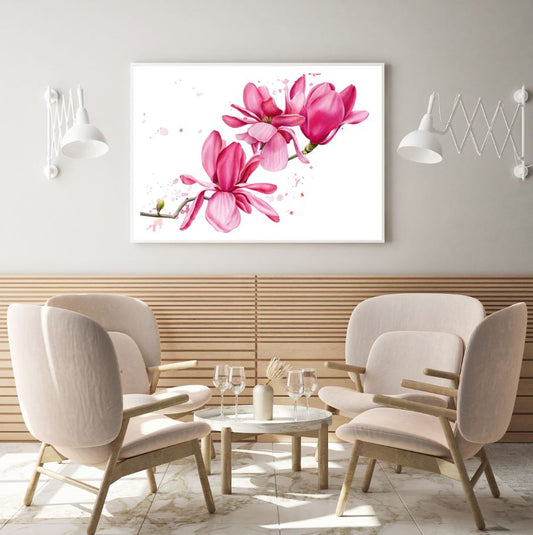 Pink Flowers Watercolor Painting Home Decor Premium Quality Poster Print Choose Your Sizes