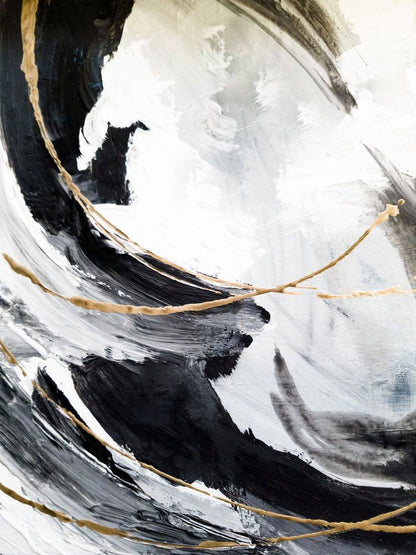 Gold Black & White Abstract Painting Design Print 100% Australian Made