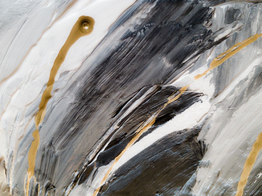 Gold Black & White Abstract Paint Home Decor Premium Quality Poster Print Choose Your Sizes