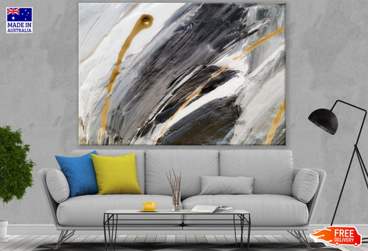 Gold Black & White Abstract Painting Design Print 100% Australian Made