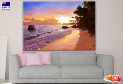 Stunning Beach View with Pink Sky Sunset Photograph Print 100% Australian Made