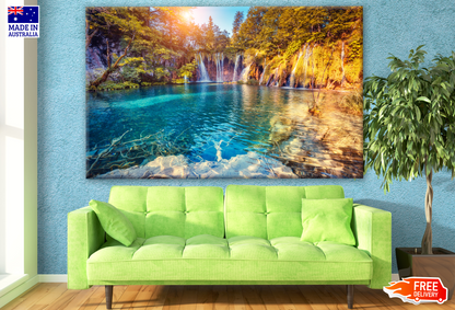 Majestic View on Turquoise Water & Sunny Beams in the Plitvice Lakes National Park, Croatia Photograph Print 100% Australian Made