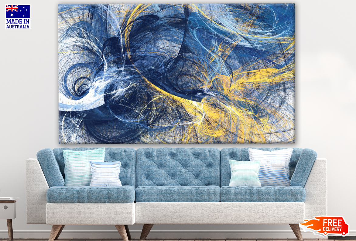 Abstract Blue Gold Design Print 100% Australian Made