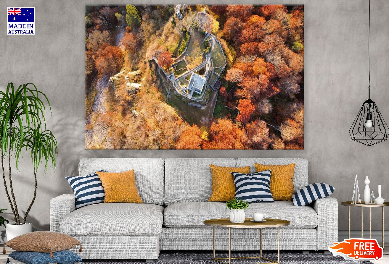 Autumn Forest & House Aerial View Photograph Print 100% Australian Made