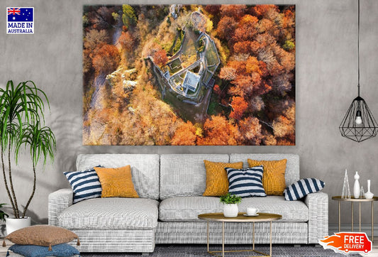 Autumn Forest & House Aerial View Photograph Print 100% Australian Made