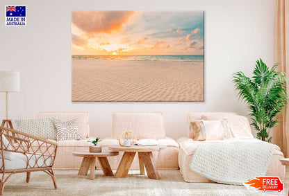 Sandy Beach with Sunset Sky Scenery View Photograph Print 100% Australian Made