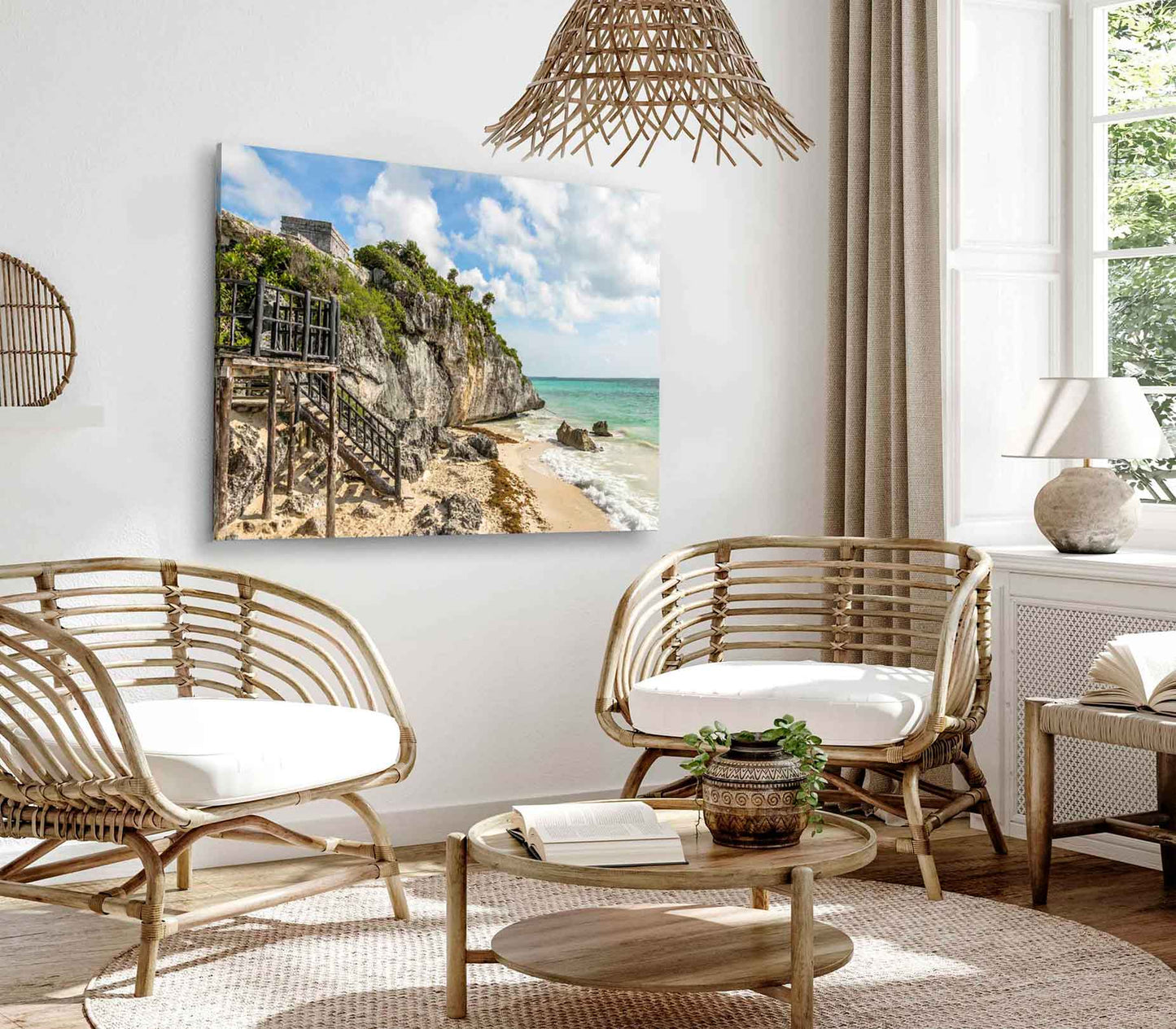 Bella Home Caribbean Beach at Mayan Ruins Print Canvas Ready to hang