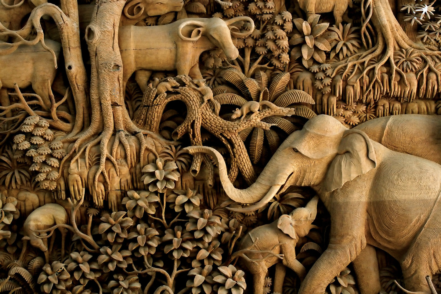 Elephants & Cows Wood Design Home Decor Premium Quality Poster Print Choose Your Sizes