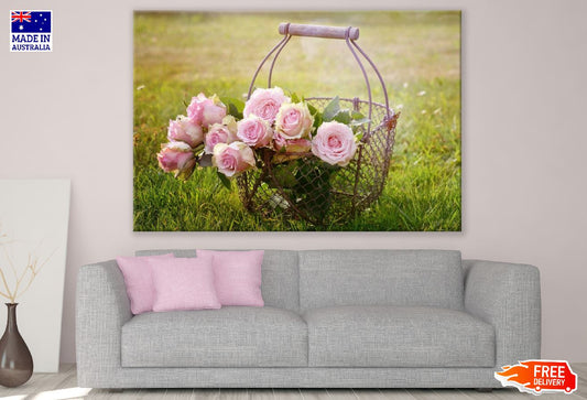 Pink Roses in a Basket Photograph Print 100% Australian Made
