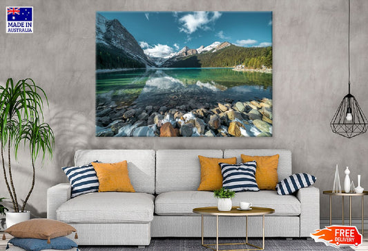 Stones Turquoise Water Lake Hills Photograph Print 100% Australian Made