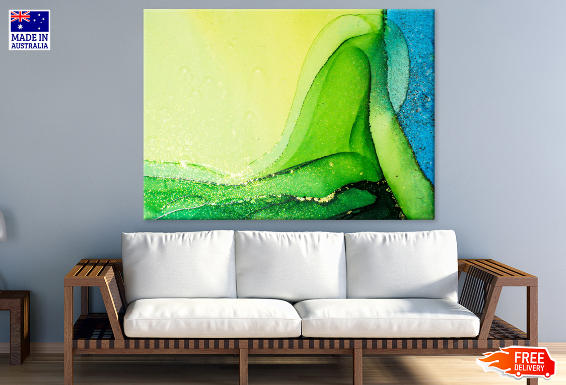 Yellow Green & Blue Abstract Art Print 100% Australian Made