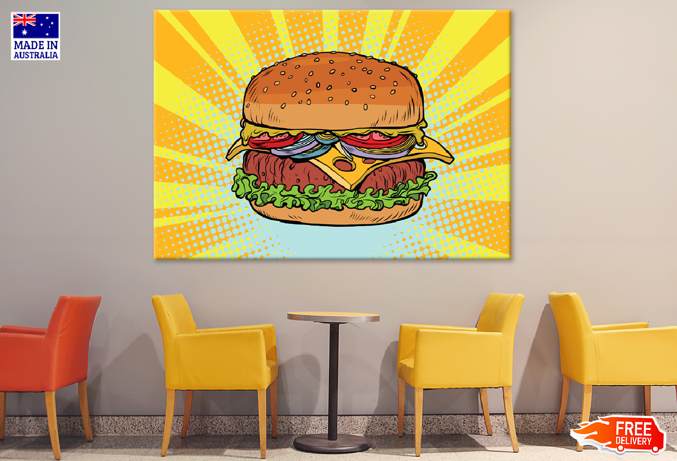 Burger Closeup Illustration Print 100% Australian Made
