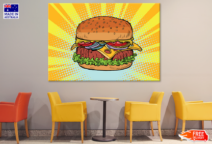 Burger Closeup Illustration Print 100% Australian Made