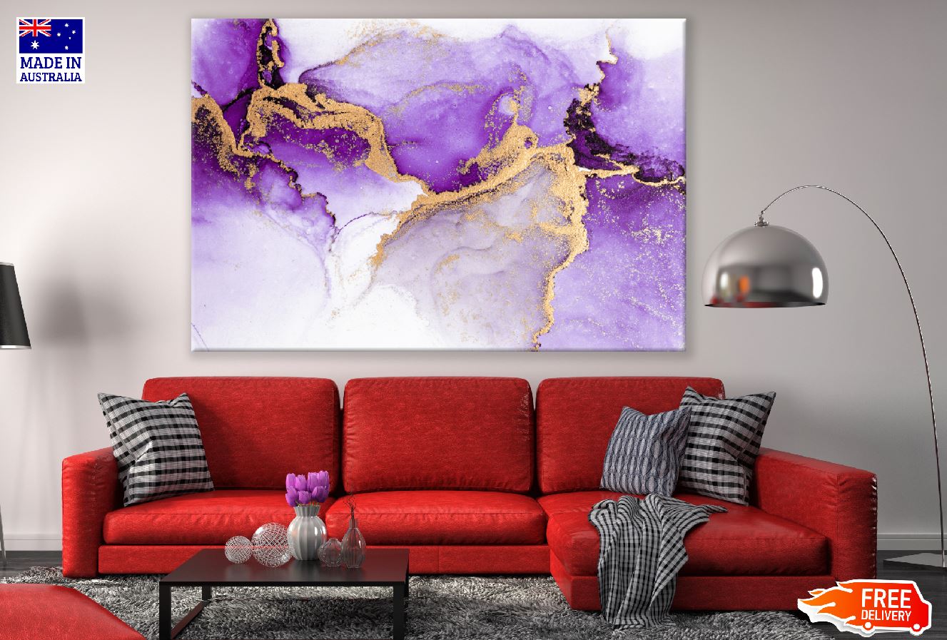 Gold & Purple Abstract Design Print 100% Australian Made