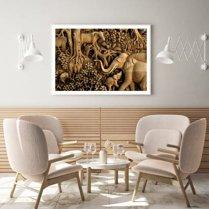 Elephants & Cows Wood Design Home Decor Premium Quality Poster Print Choose Your Sizes