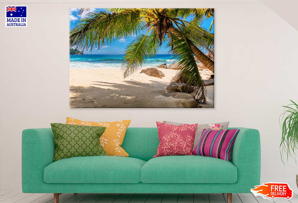 Palms & Tropical Beach with White Sand Photograph Print 100% Australian Made