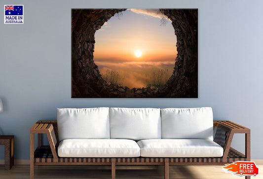 Sunset View From Cave Inside Photograph Print 100% Australian Made