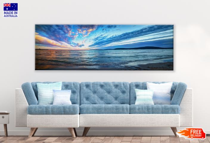 Panoramic Canvas Stunning Sunset Sea Scenery Photograph High Quality 100% Australian Made Wall Canvas Print Ready to Hang