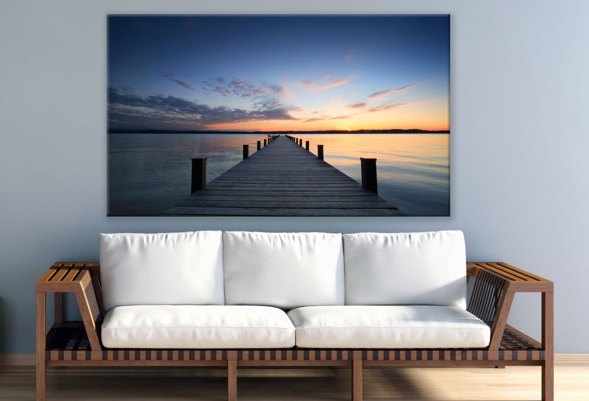 Beach Pier Sunset blue sky Print 100% Australian Made