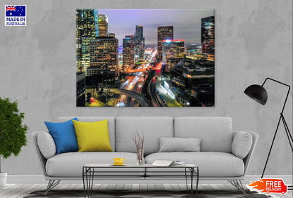 City Night with Highways View Photograph Print 100% Australian Made