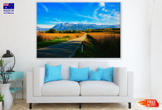 Road With Trees & Mountains Photograph Print 100% Australian Made