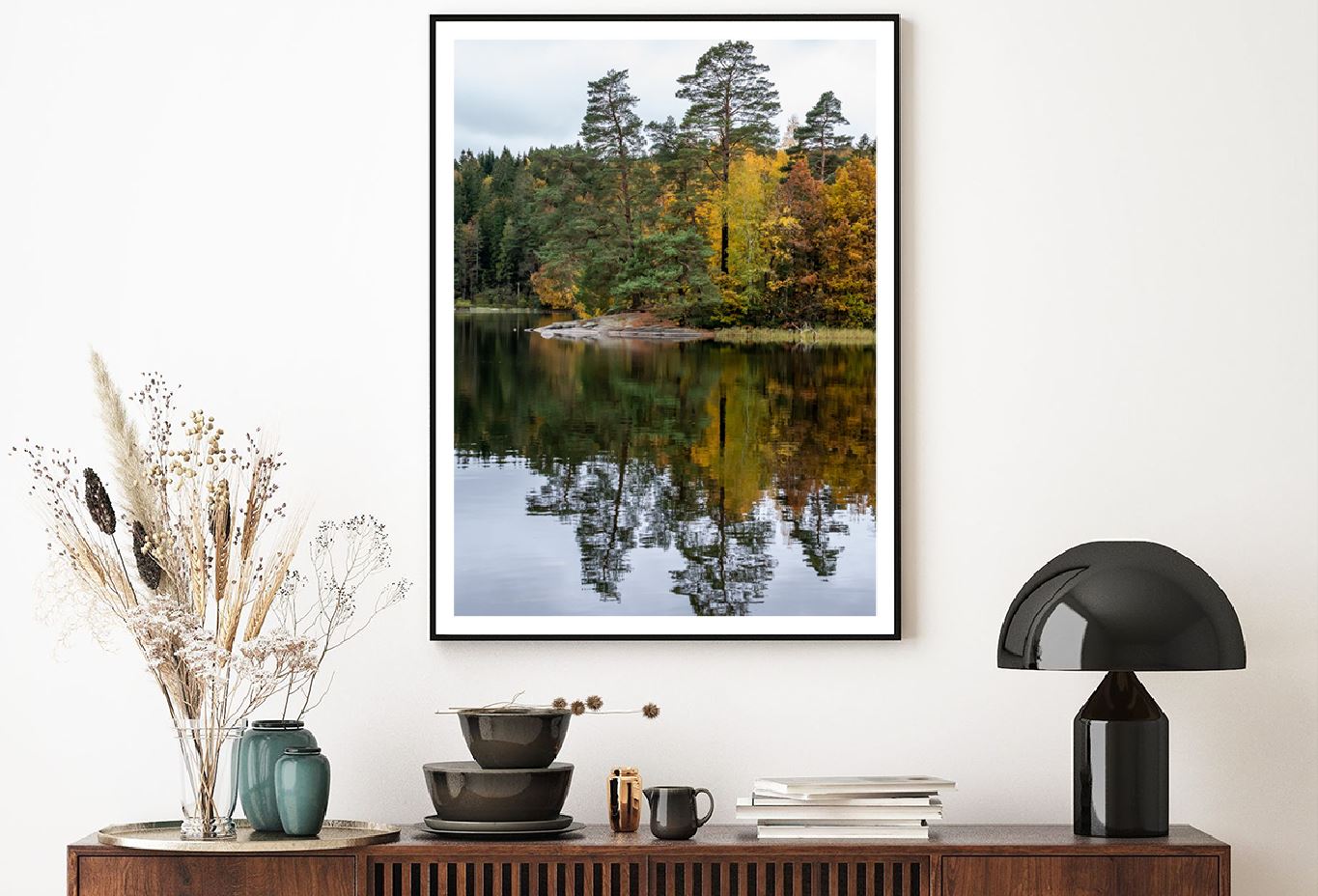 Autumn Tree View on Lake Scenery Photograph Home Decor Premium Quality Poster Print Choose Your Sizes