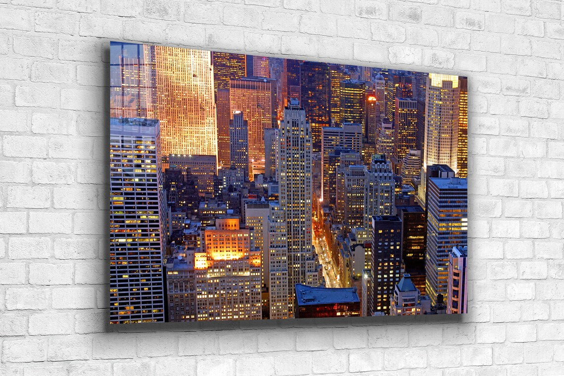 Night Cityscape View Print Tempered Glass Wall Art 100% Made in Australia Ready to Hang