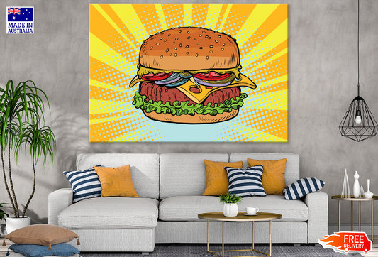 Burger Closeup Illustration Print 100% Australian Made