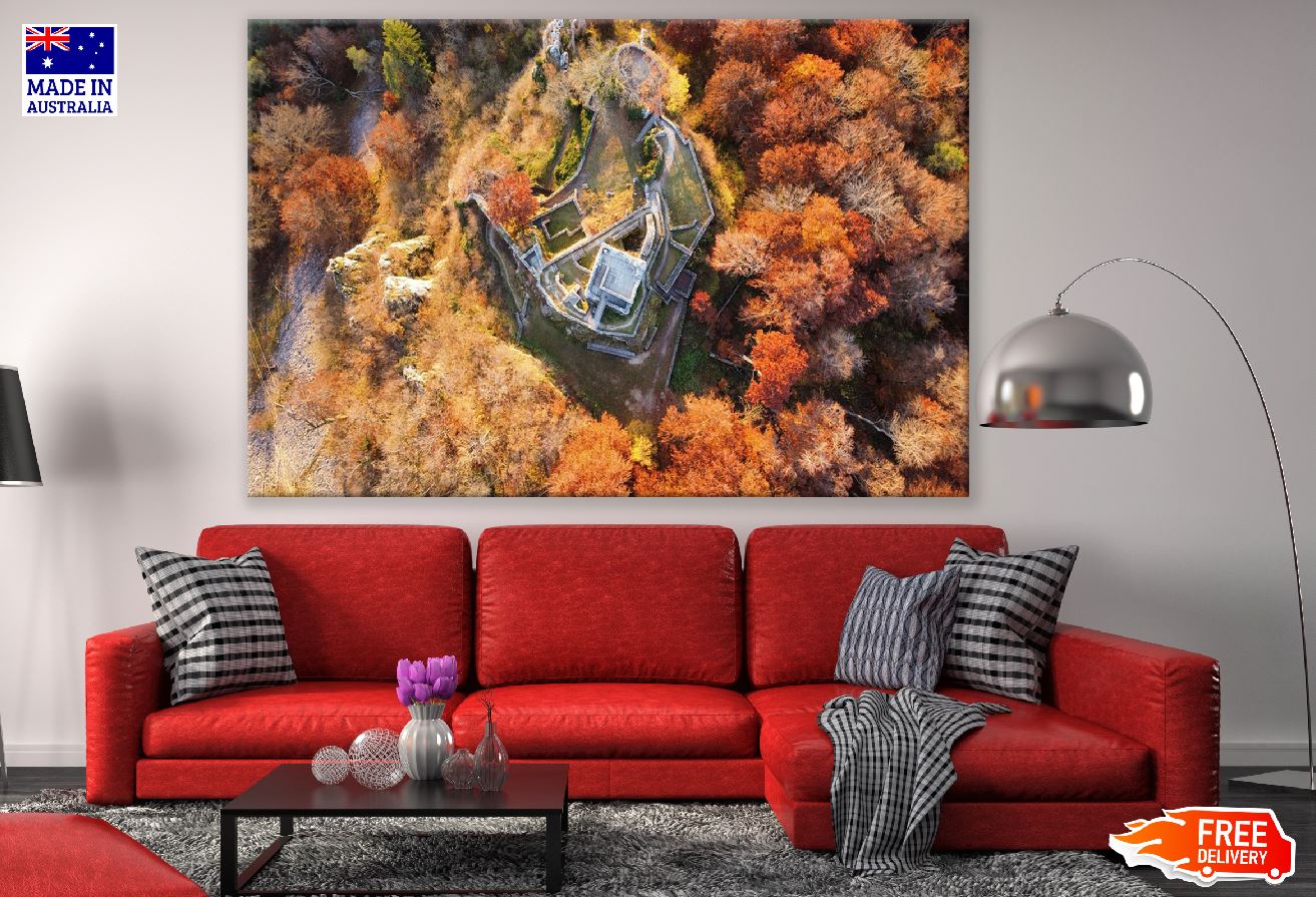 Autumn Forest & House Aerial View Photograph Print 100% Australian Made