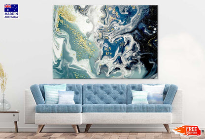Blue Silver & Gold Abstract Design Print 100% Australian Made