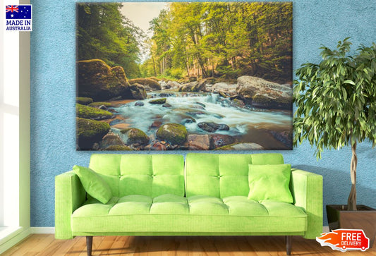 Stunning Water Stream with Rocks in Forest Photograph Print 100% Australian Made