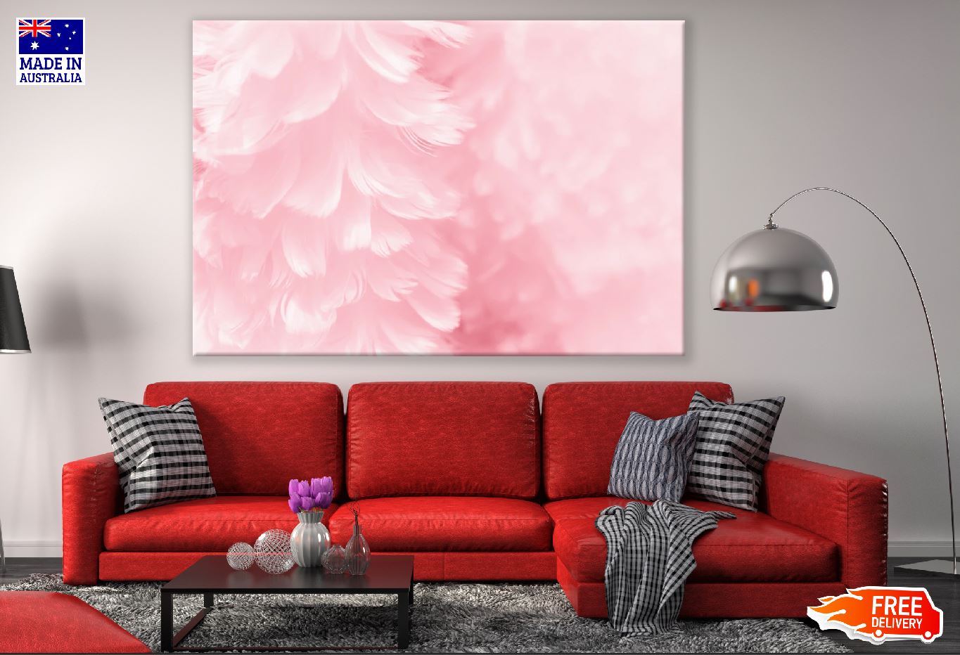 Fluffy Mauve Pink Feather Abstract Design Print 100% Australian Made