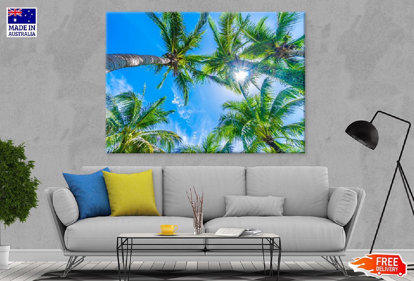 Palm Trees with Blue Sky View Photograph Print 100% Australian Made