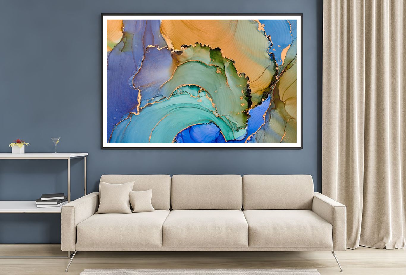 Green Blue & Orange Abstract Design Home Decor Premium Quality Poster Print Choose Your Sizes
