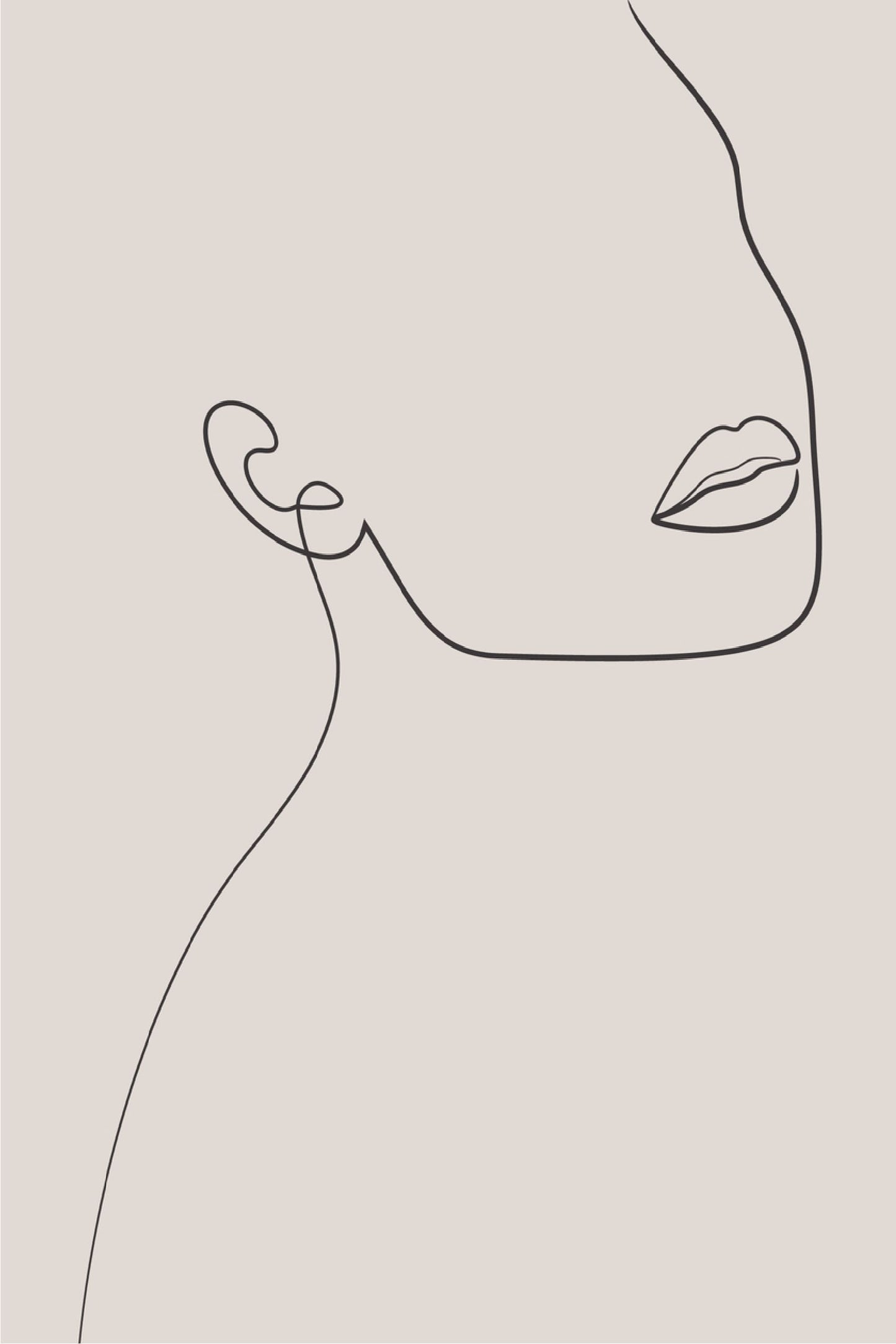 Girl Face B&W Line Art Print 100% Australian Made