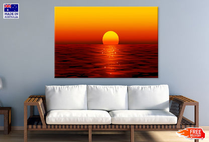 Red Sunset over Calm Sea Vector Art Print 100% Australian Made
