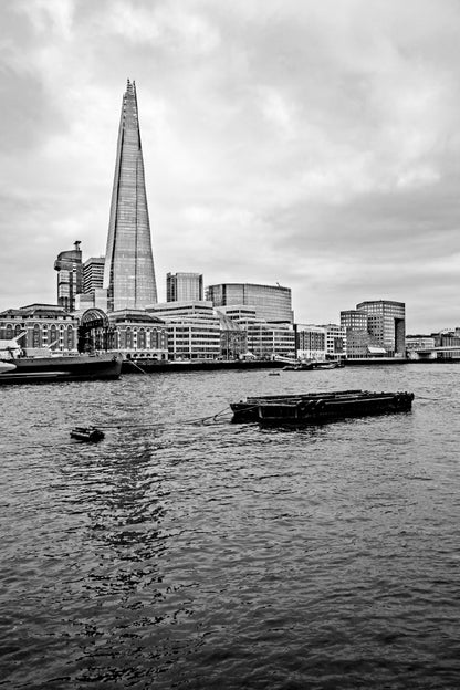 Shard Building & River B&W Photograph Home Decor Premium Quality Poster Print Choose Your Sizes